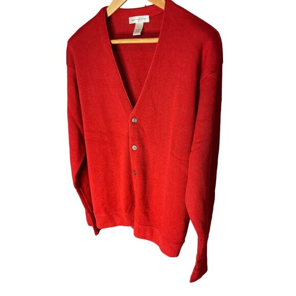 Cypress Links Red Long V Neck Buttoned Cardigan Golf Sweater Sz L - Picture 3 of 9